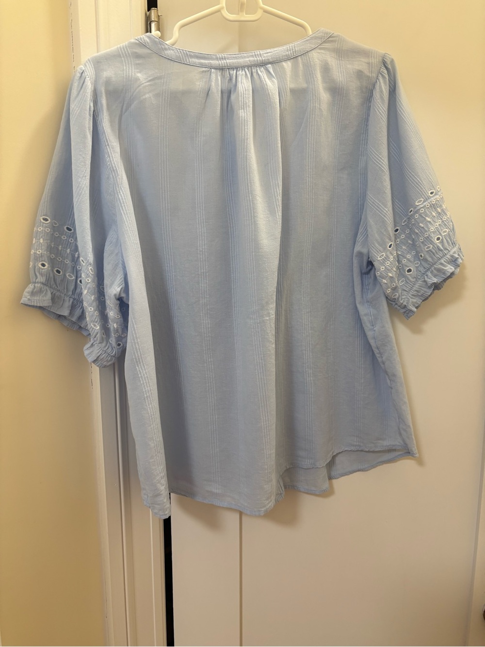 Lucky Brand Pale Blue Button-Front Eyelet Sleeve Blouse - Picture 4 of 7
